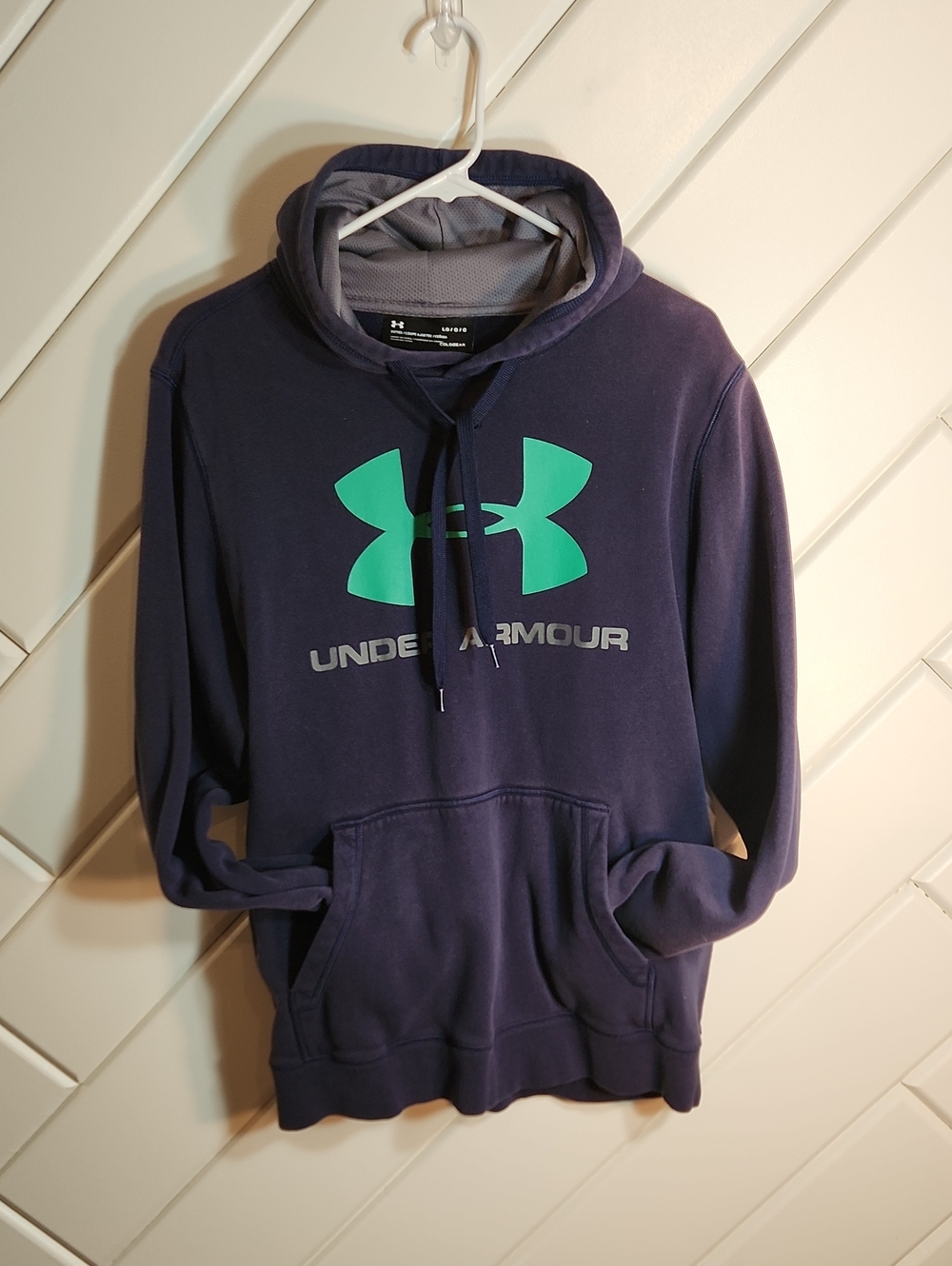 Under Armour Navy Pullover Hoodie with Teal Logo